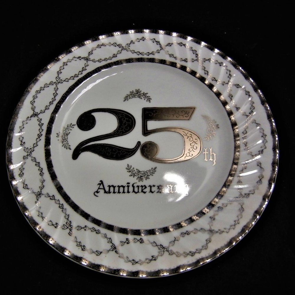 Norcrest China 25th Anniversary 10" Plate  White / Silver Trim